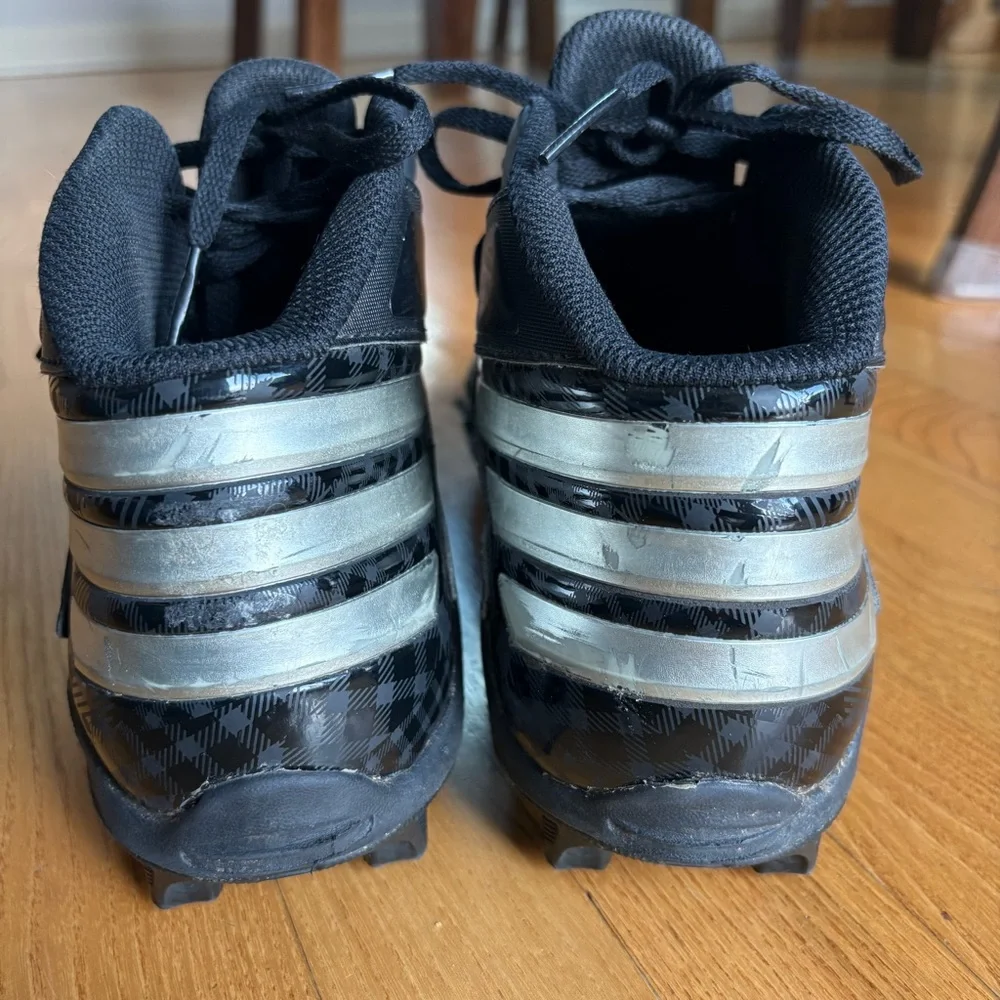 Adidas Mens Football Cleats Freak MD Lace Up Black Silver Spikes Shoes Size 10